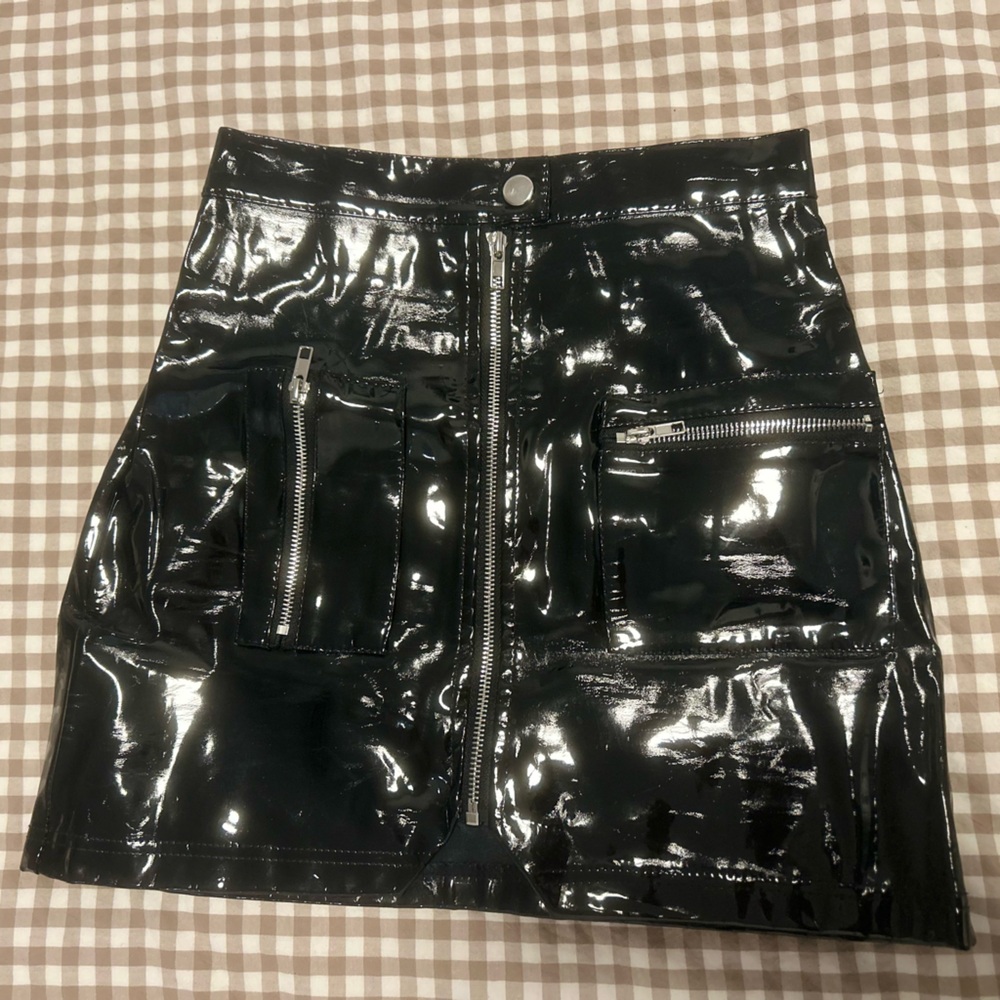 Black Patent Leather Mini Skirt